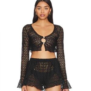 Tularosa Black Crochet Crop Top